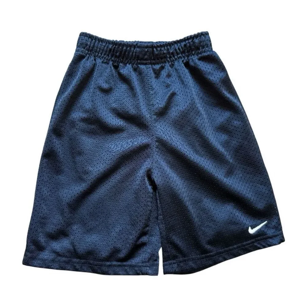 Youth Boys Nike Dri-Fit Mini Swoosh Logo Navy Blue Mesh Athletic Shorts - Sz 6